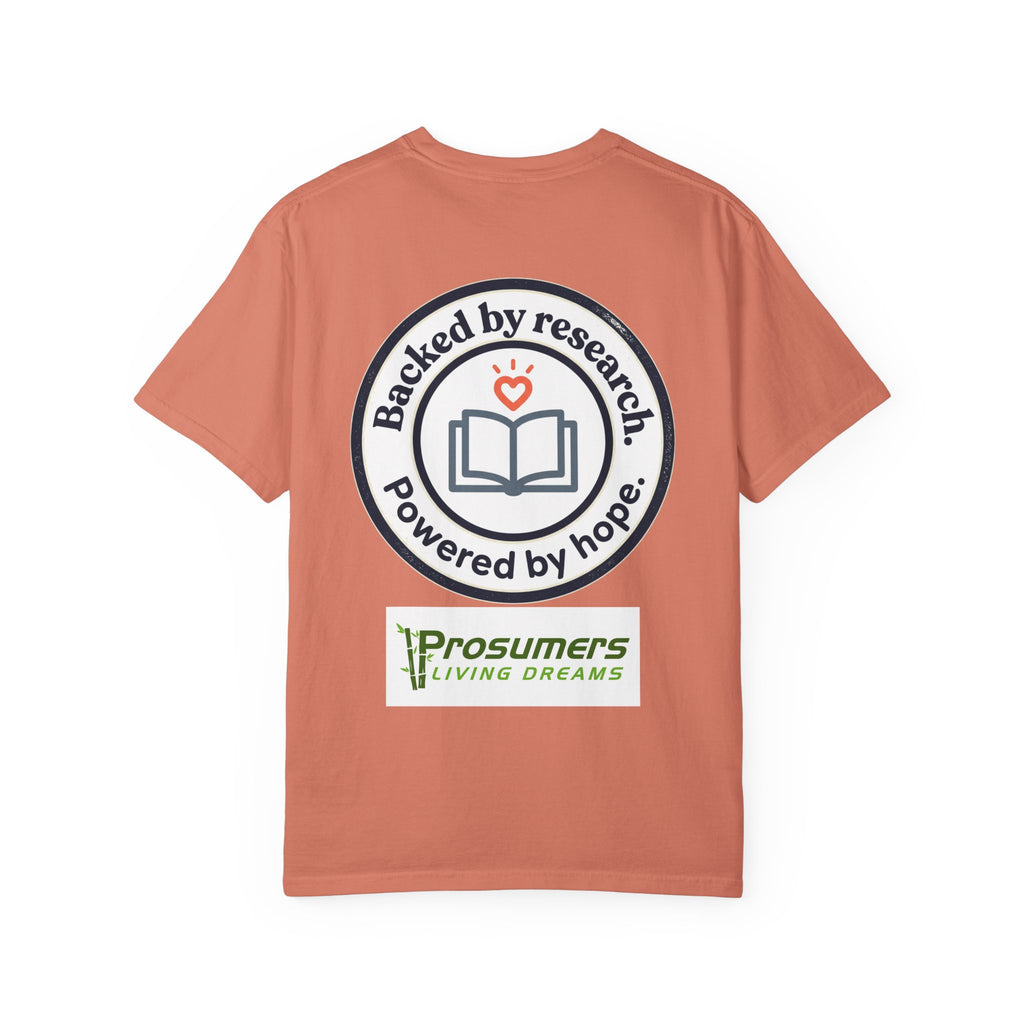 Backed by Research, Powered by Hope —  Peer Support Works T-Shirt —