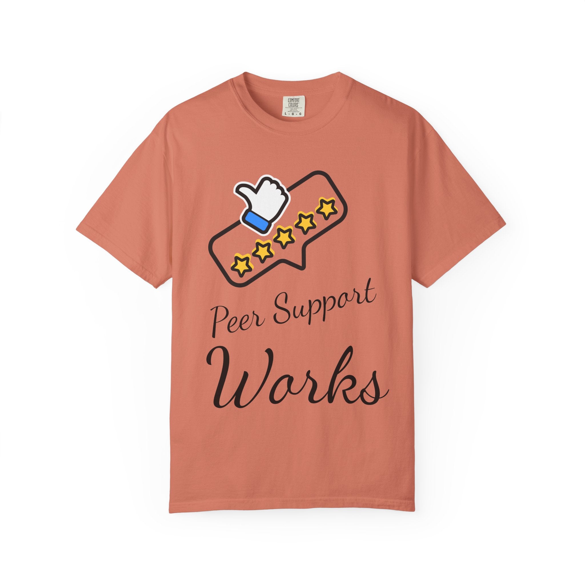 Backed by Research, Powered by Hope —  Peer Support Works T-Shirt —