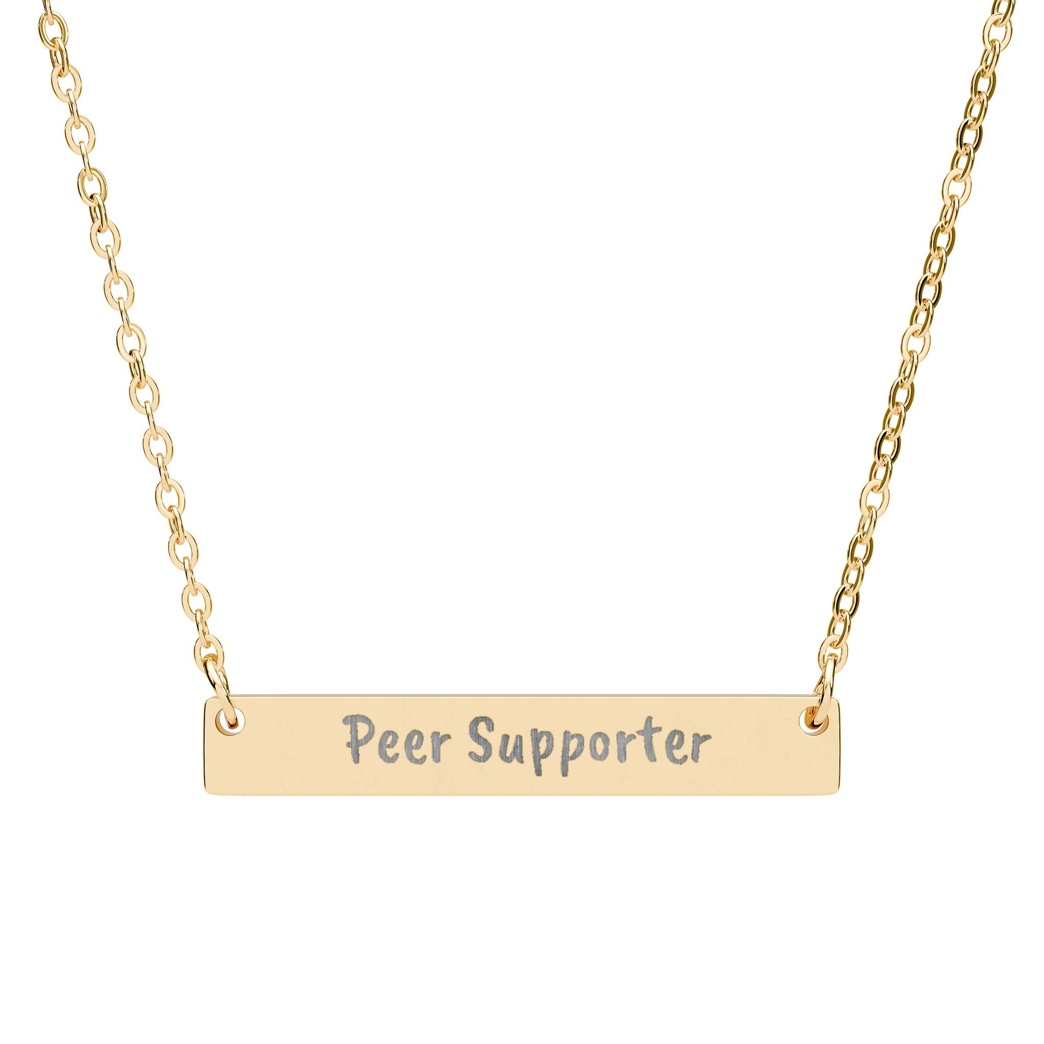 Engraved "Peer Supporter" Horizontal Bar Necklace - Personalized Mental Health Awareness Jewelry
