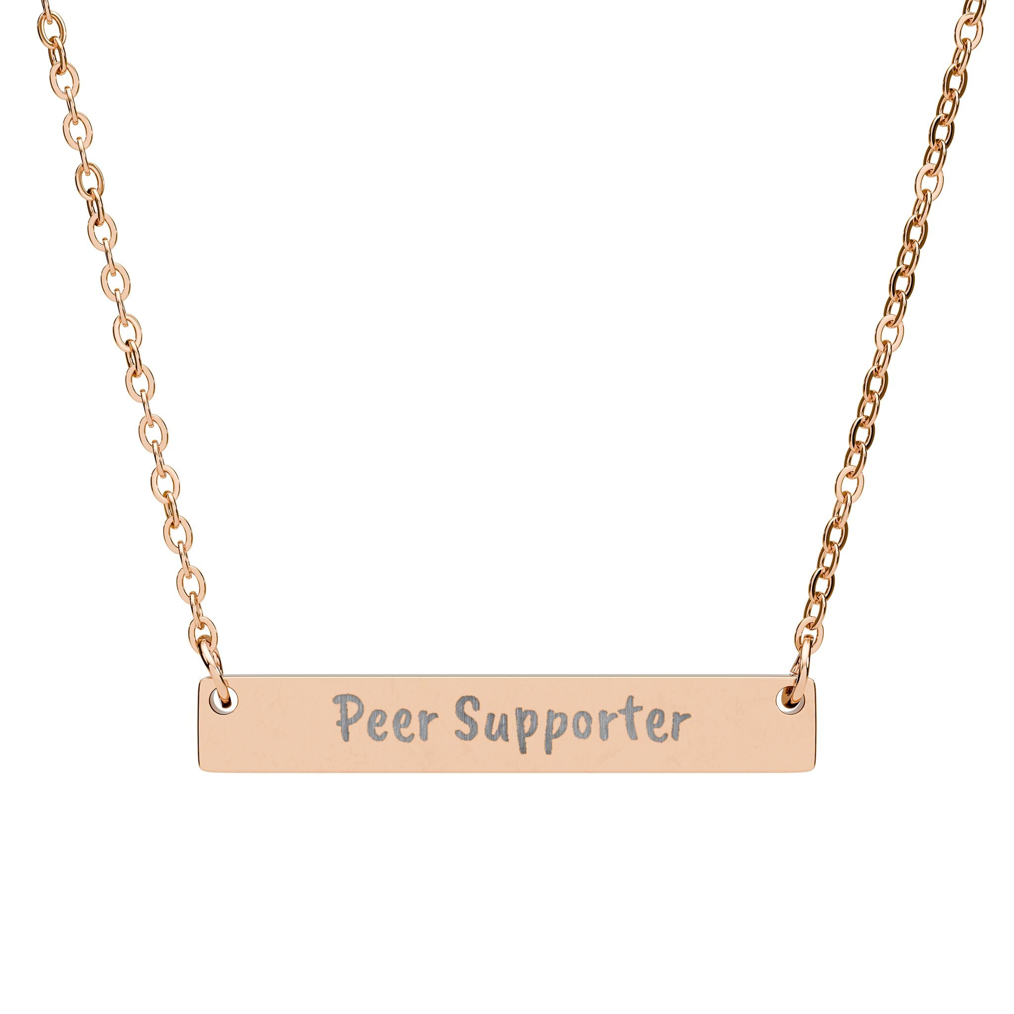 Engraved "Peer Supporter" Horizontal Bar Necklace - Personalized Mental Health Awareness Jewelry