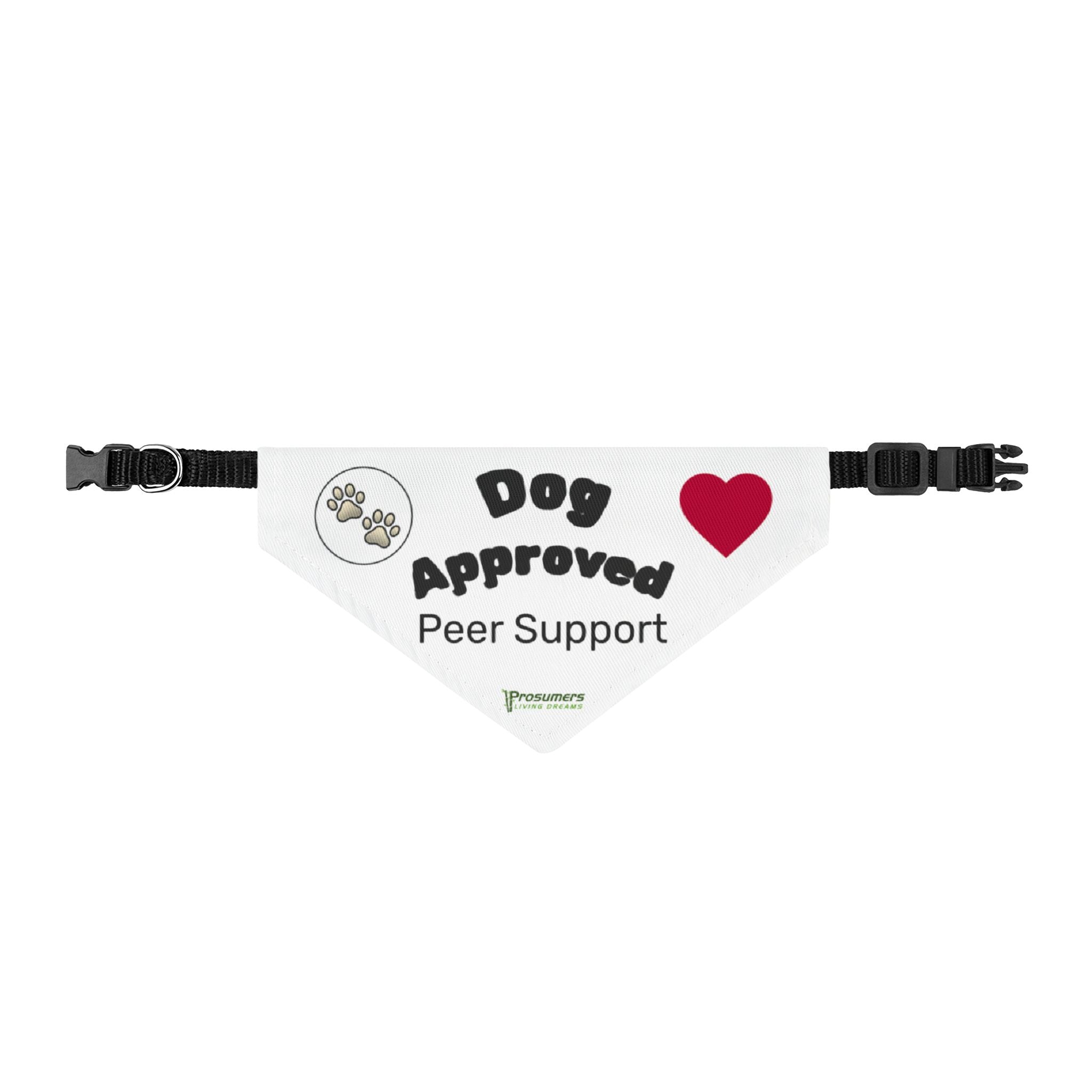 Clip-On Pet Bandana — "Dog Approved" Peer Support Heart Paw Design