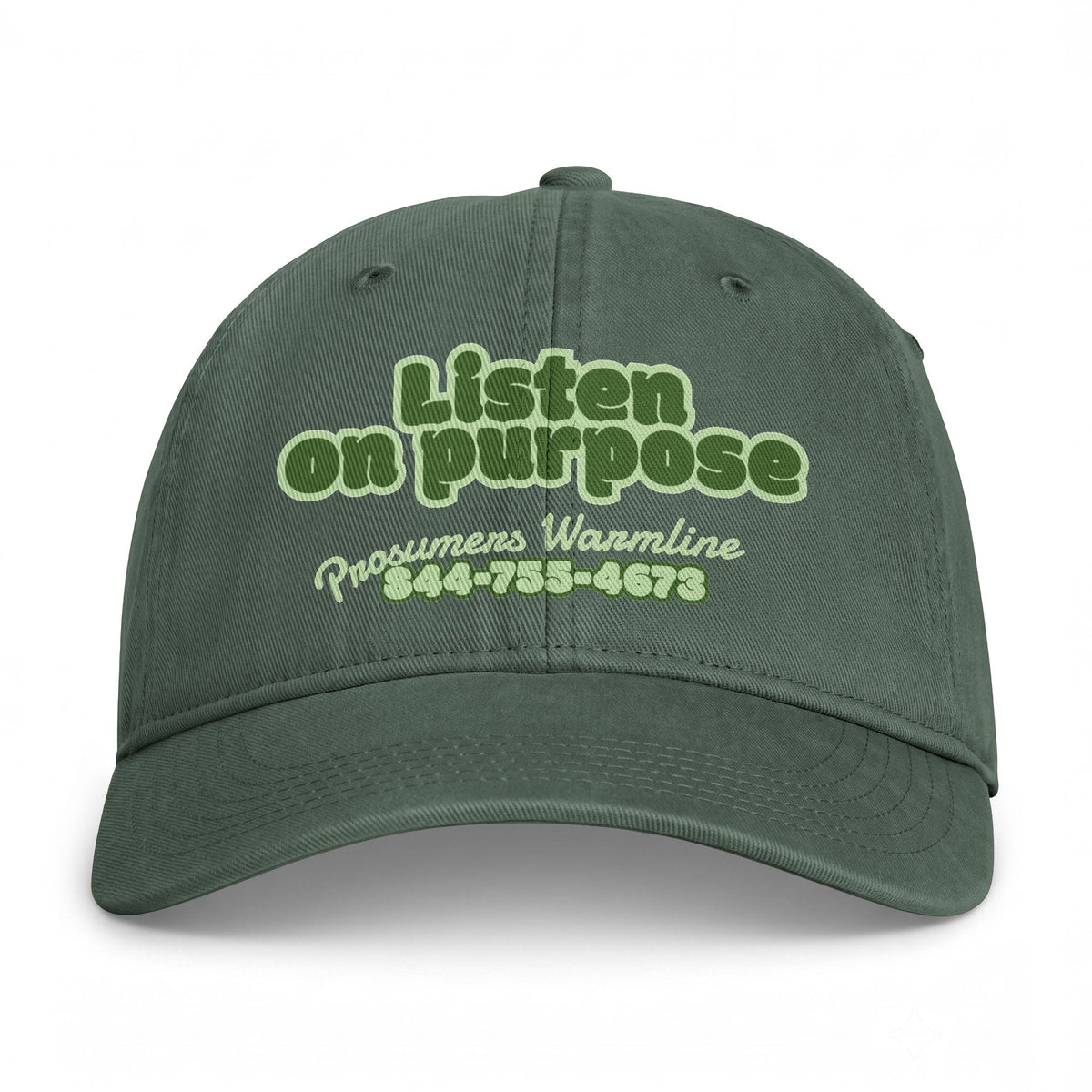 Washed Cap — "Listen on Purpose" Embroidered Coastal Hat