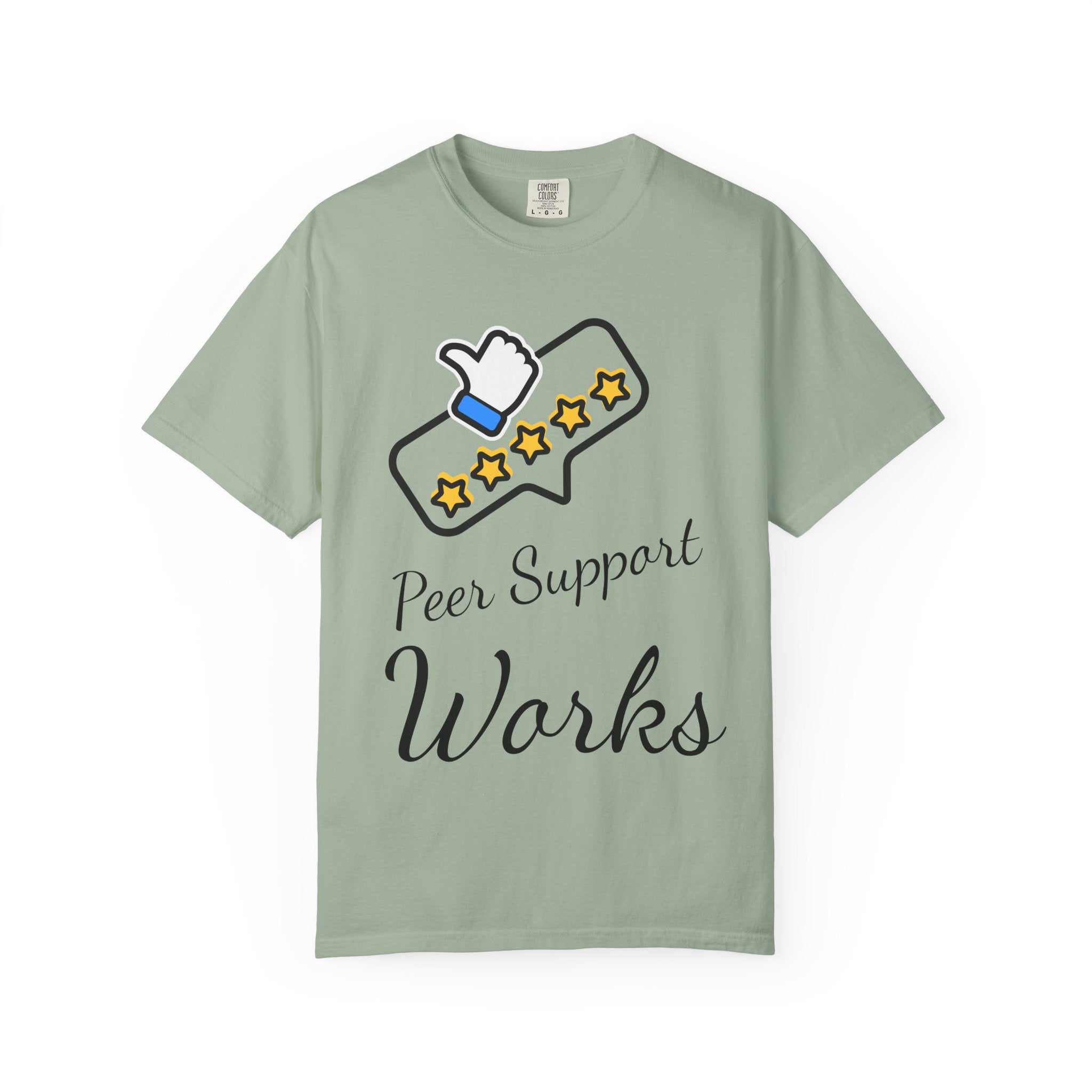 Backed by Research, Powered by Hope —  Peer Support Works T-Shirt —