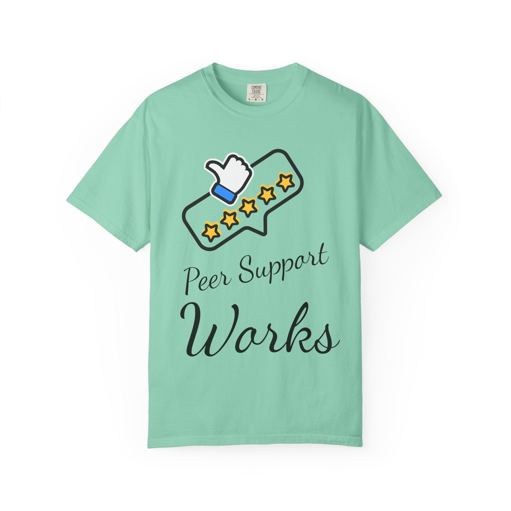 Backed by Research, Powered by Hope —  Peer Support Works T-Shirt —
