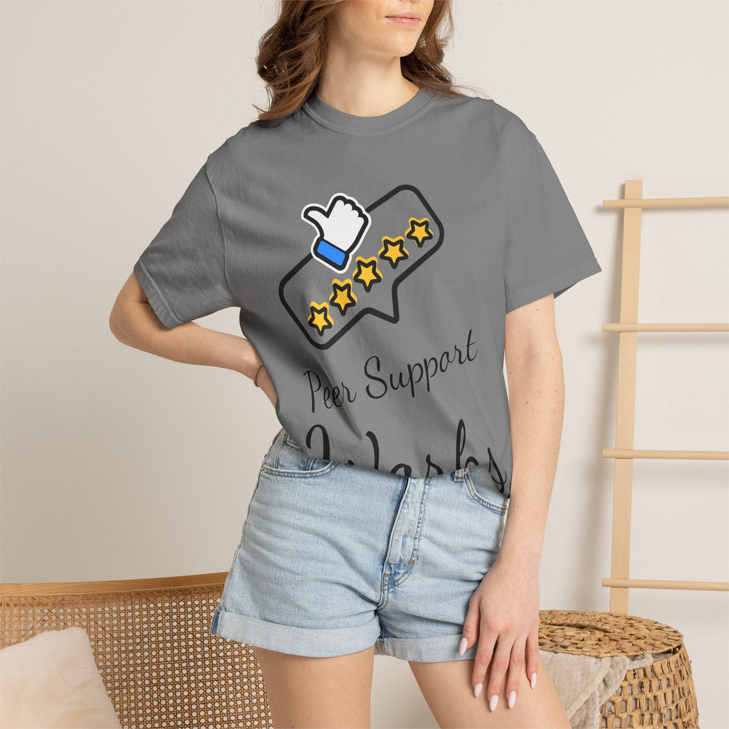 Backed by Research, Powered by Hope —  Peer Support Works T-Shirt —