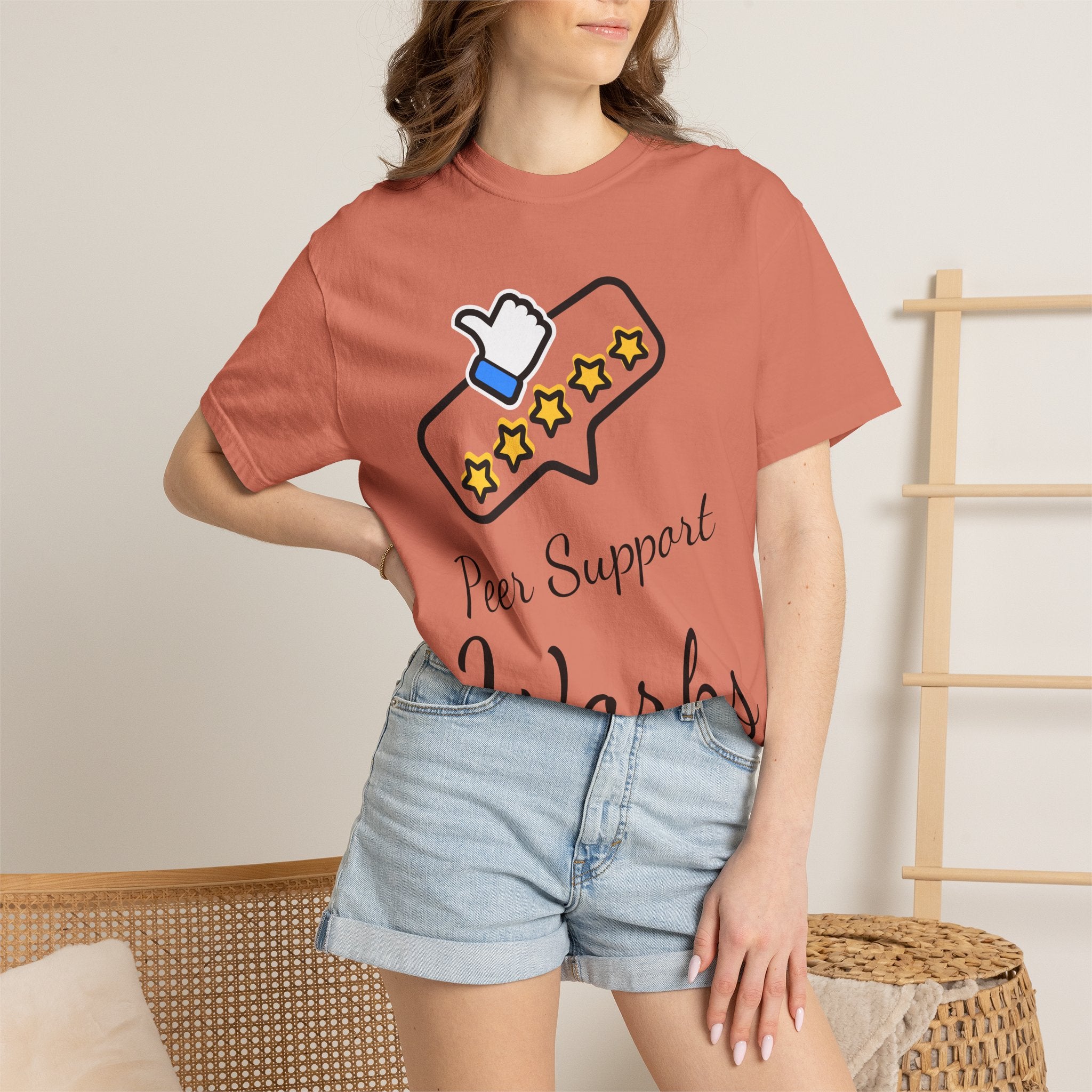 Backed by Research, Powered by Hope —  Peer Support Works T-Shirt —
