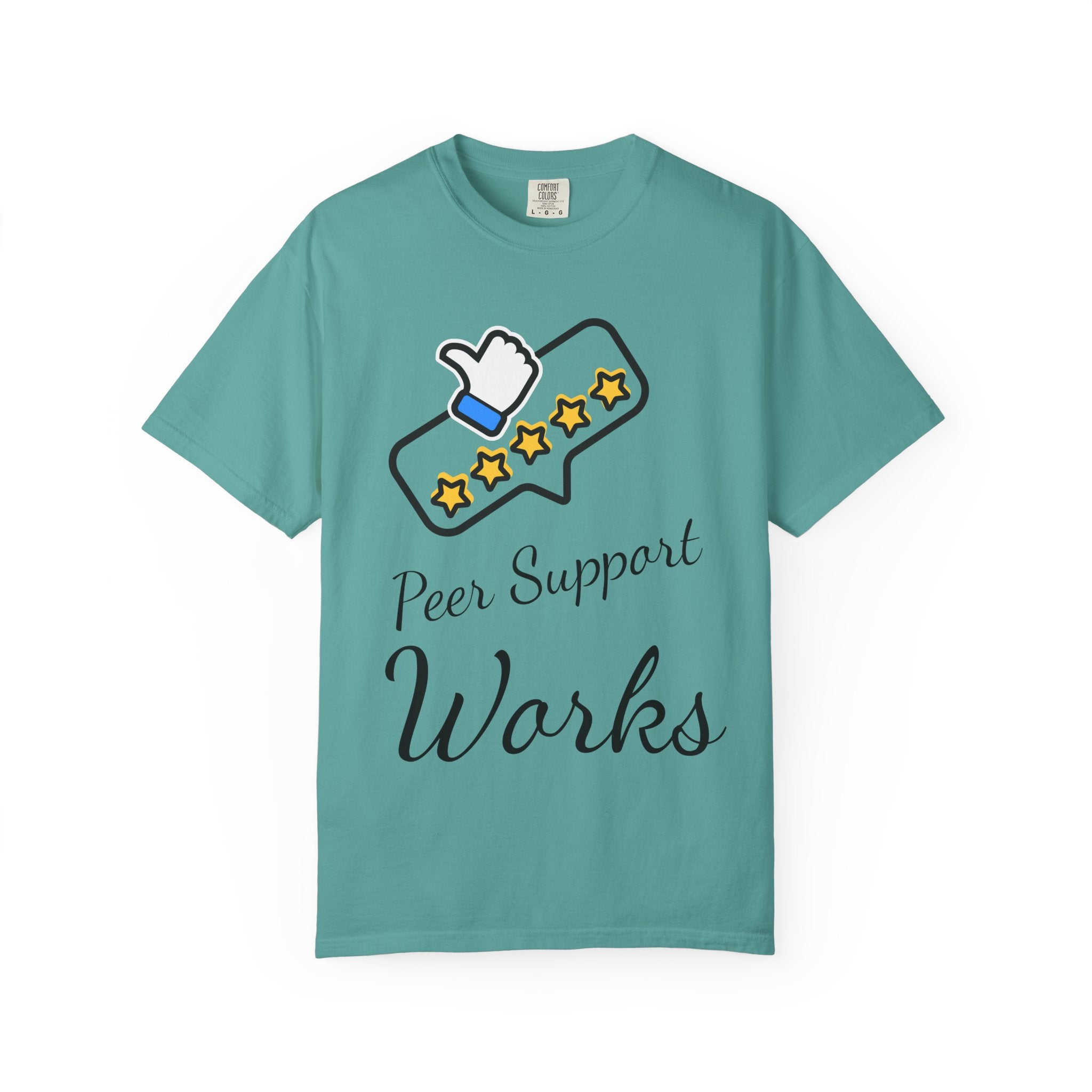 Backed by Research, Powered by Hope —  Peer Support Works T-Shirt —