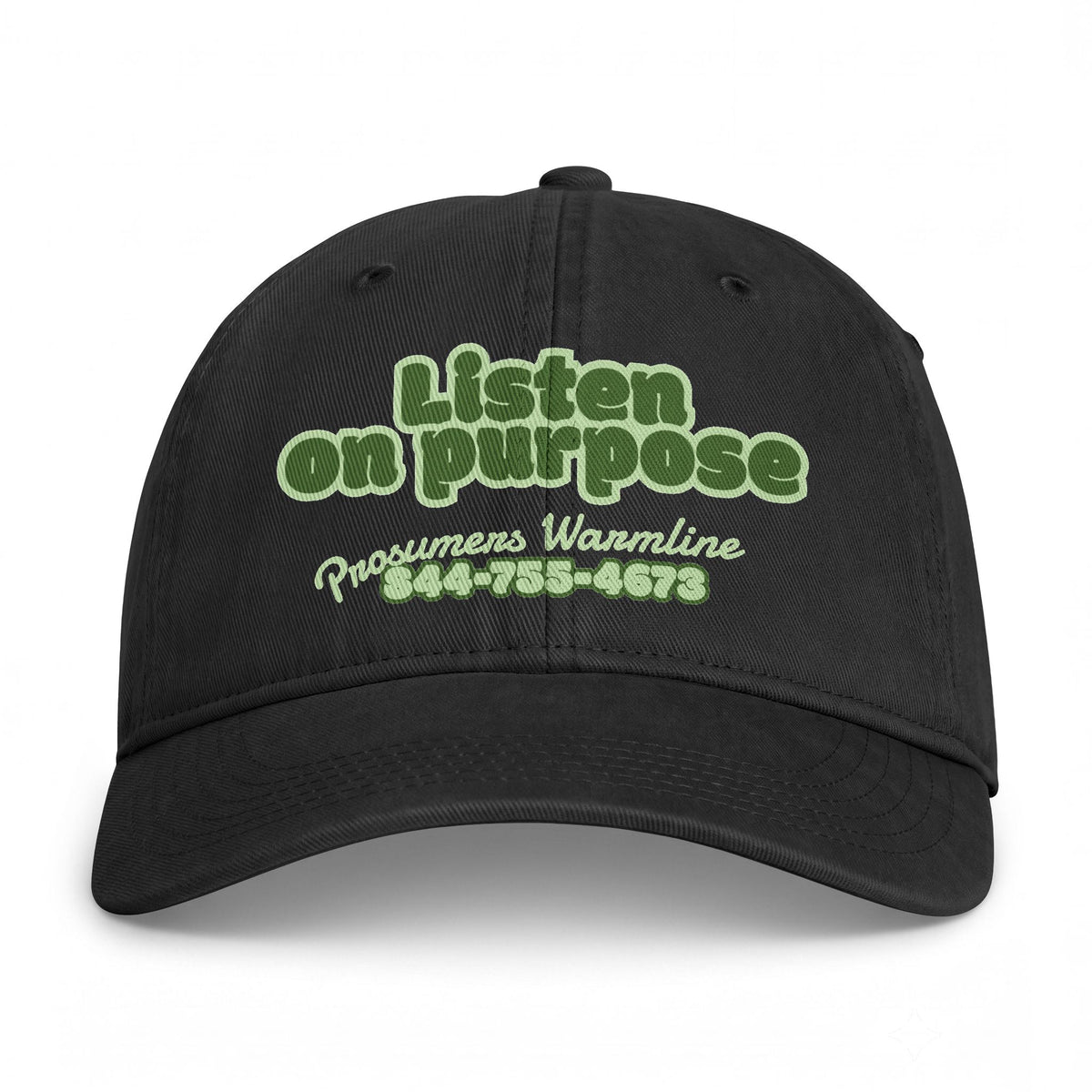 Washed Cap — "Listen on Purpose" Embroidered Coastal Hat