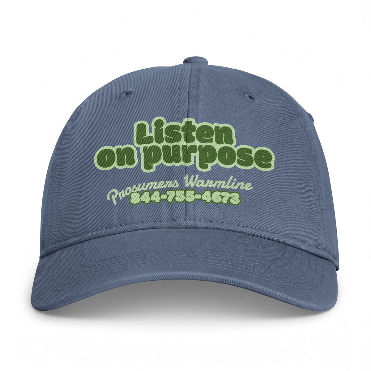 Washed Cap — "Listen on Purpose" Embroidered Coastal Hat