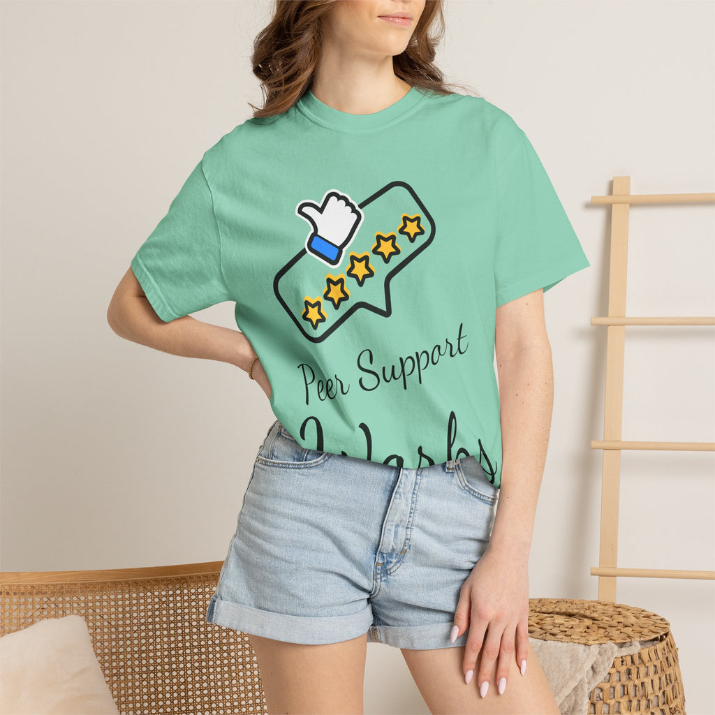 Backed by Research, Powered by Hope —  Peer Support Works T-Shirt —