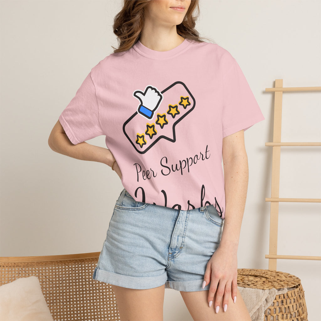 Backed by Research, Powered by Hope —  Peer Support Works T-Shirt —