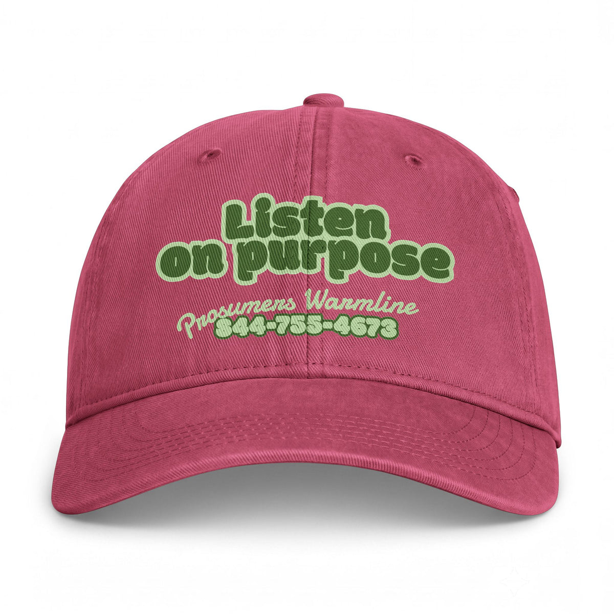 Washed Cap — "Listen on Purpose" Embroidered Coastal Hat