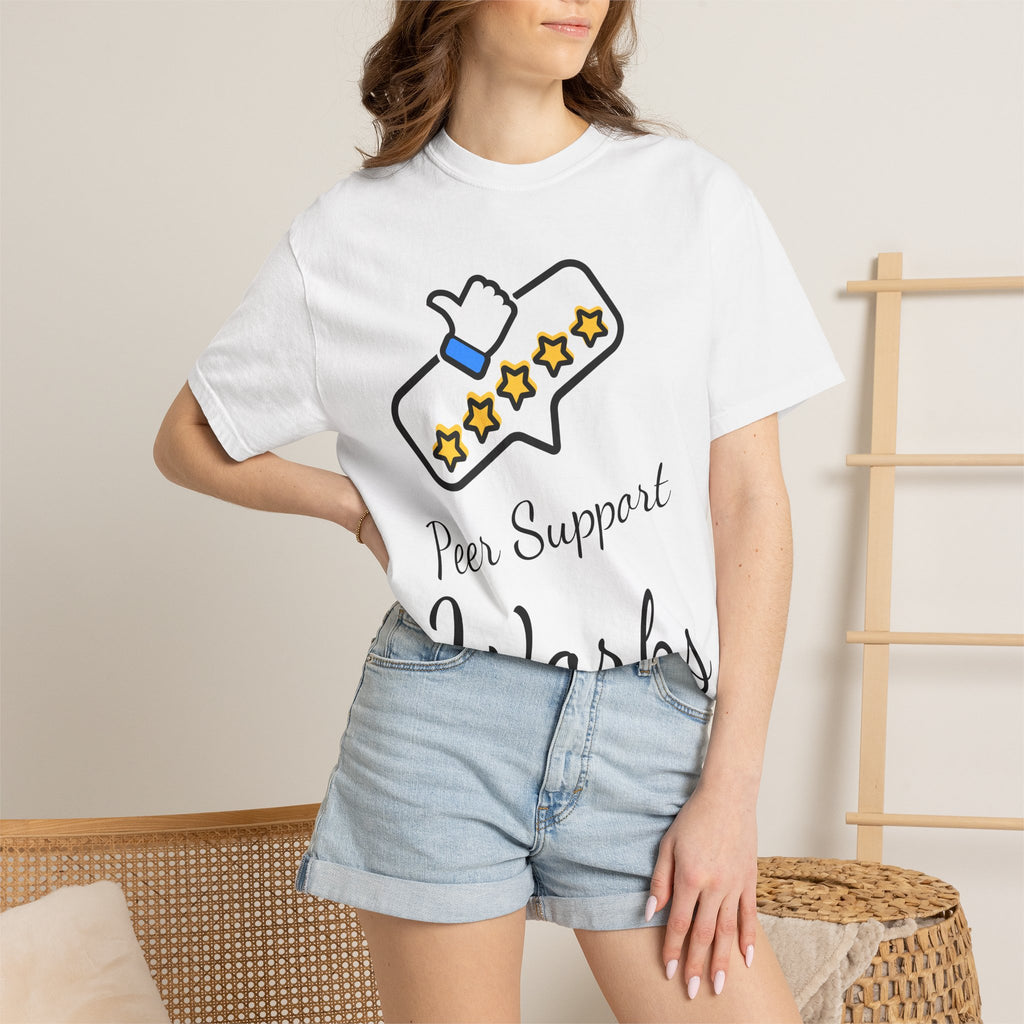 Peer Support Works T-Shirt — Backed by Research, Powered by Hope