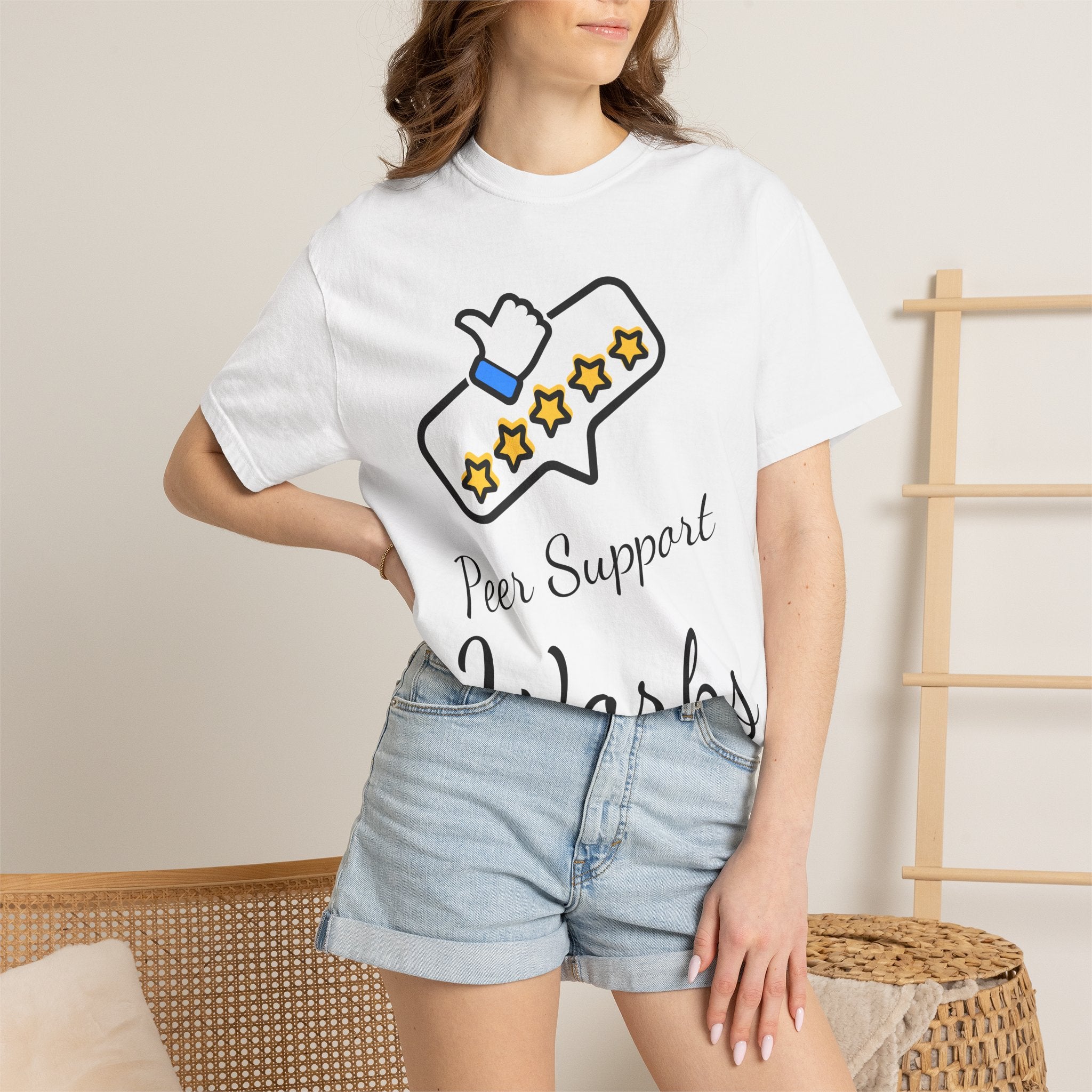 Backed by Research, Powered by Hope —  Peer Support Works T-Shirt —