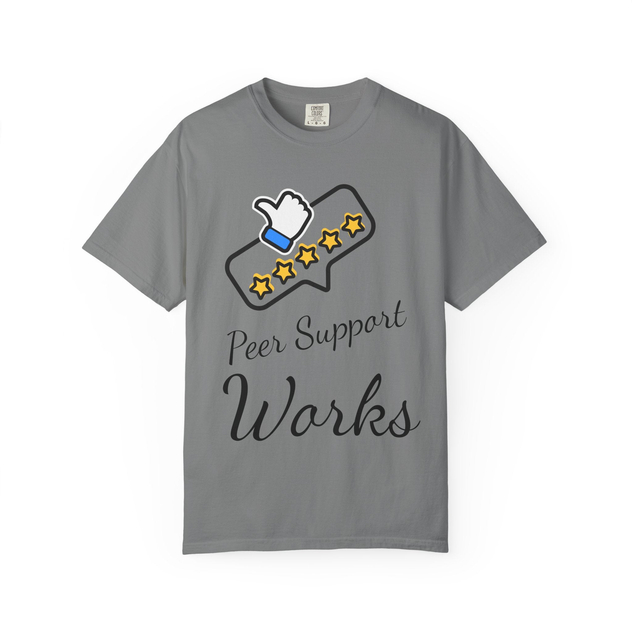Backed by Research, Powered by Hope —  Peer Support Works T-Shirt —