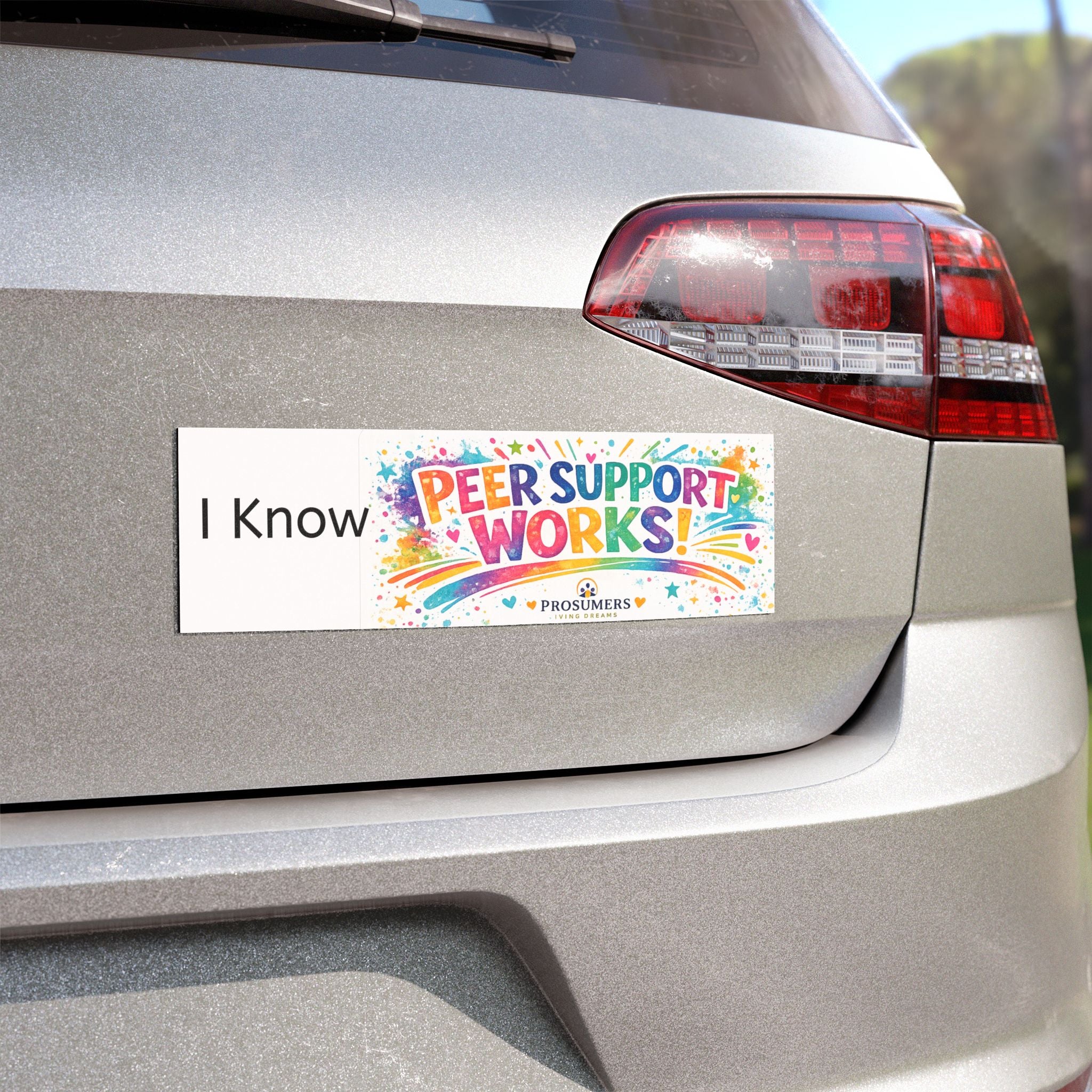 "I Know Peer Support Works!" Colorful Bumper Sticker