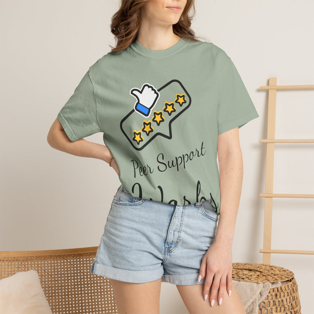 Backed by Research, Powered by Hope —  Peer Support Works T-Shirt —