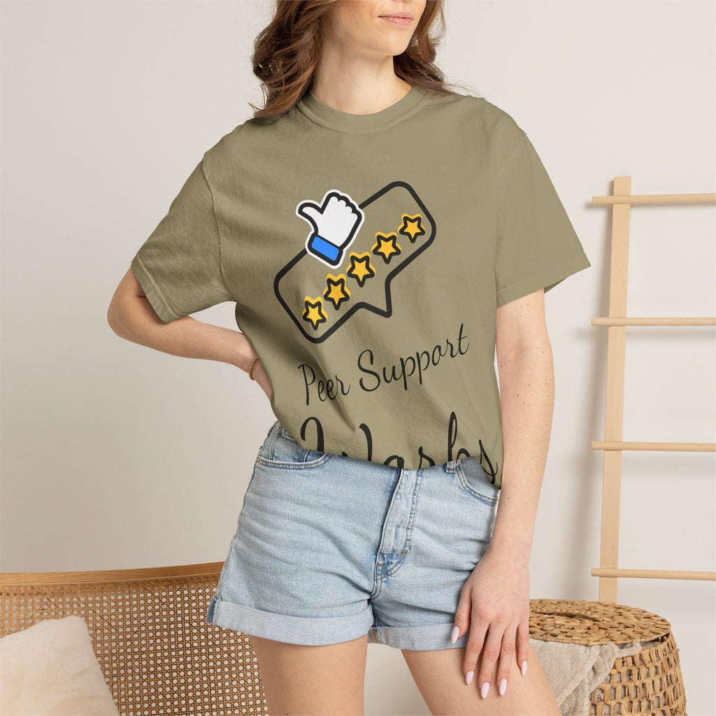 Backed by Research, Powered by Hope —  Peer Support Works T-Shirt —