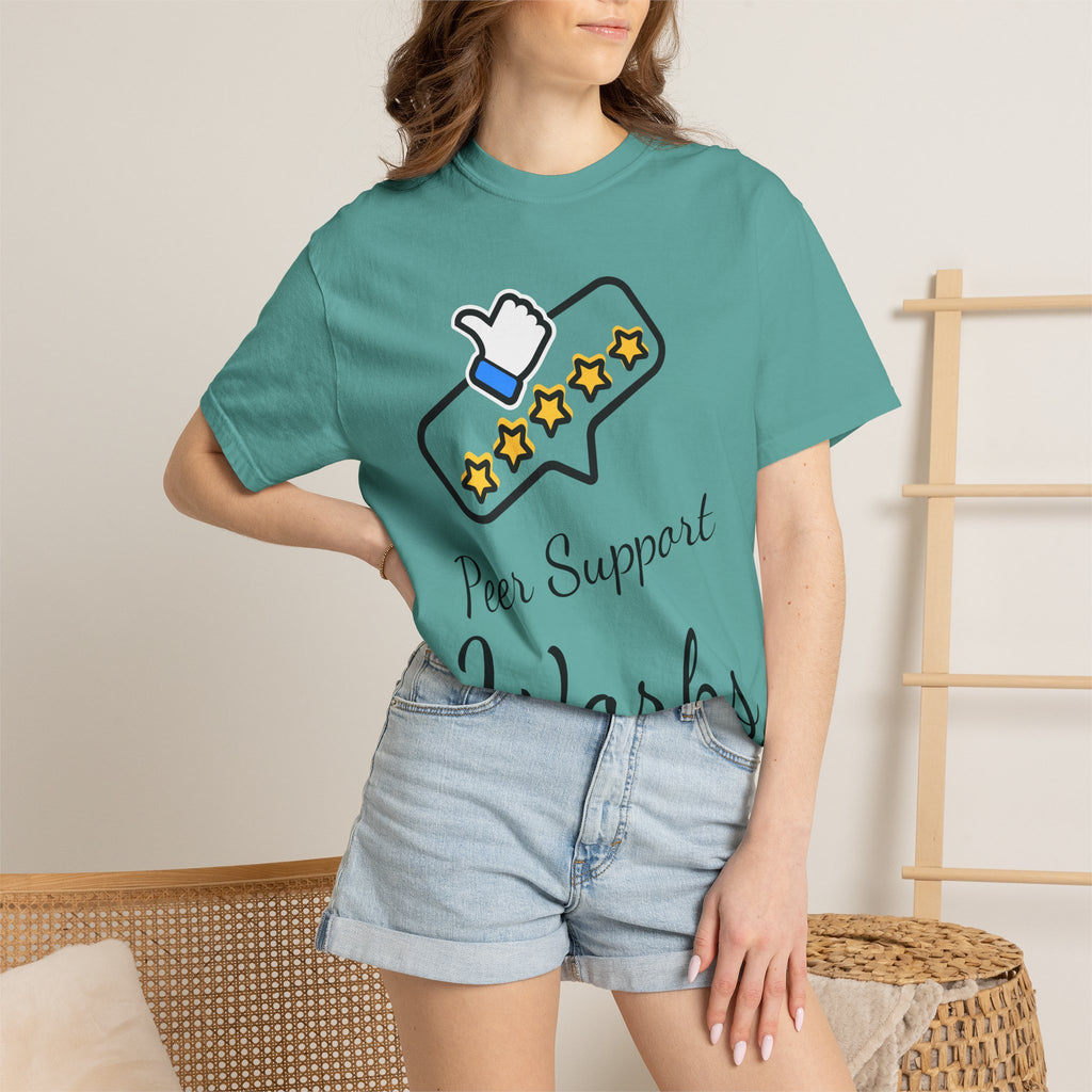 Backed by Research, Powered by Hope —  Peer Support Works T-Shirt —