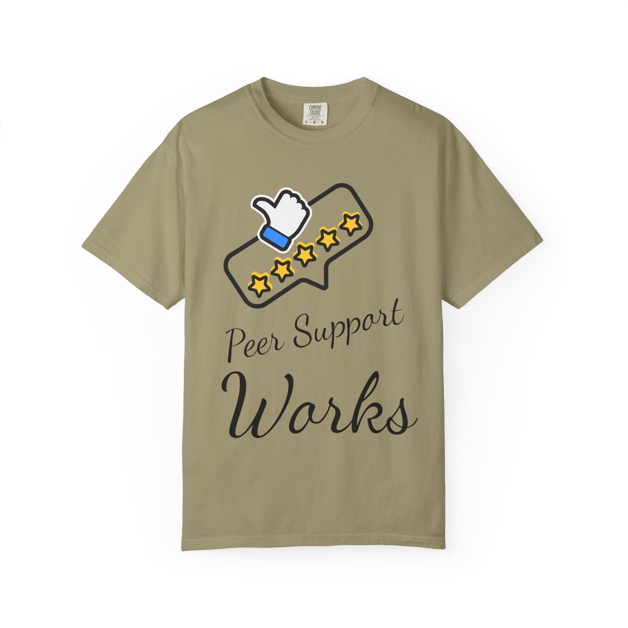 Backed by Research, Powered by Hope —  Peer Support Works T-Shirt —
