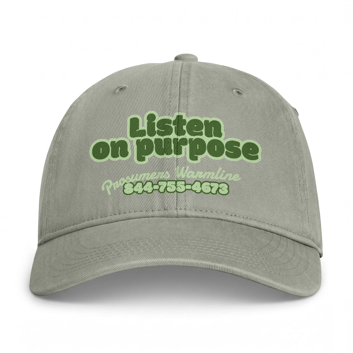 Washed Cap — "Listen on Purpose" Embroidered Coastal Hat